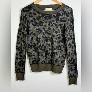 Anthropologie Women’s Camo Knit Leopard Chic Sweater Y2K Gorpcore Sz XS